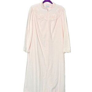 Vintage Vanity Fair Robe Medium Pink Long Full‎ Length Zip Front 70s 80s NWT